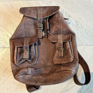 Vintage Brown Leather Backpack